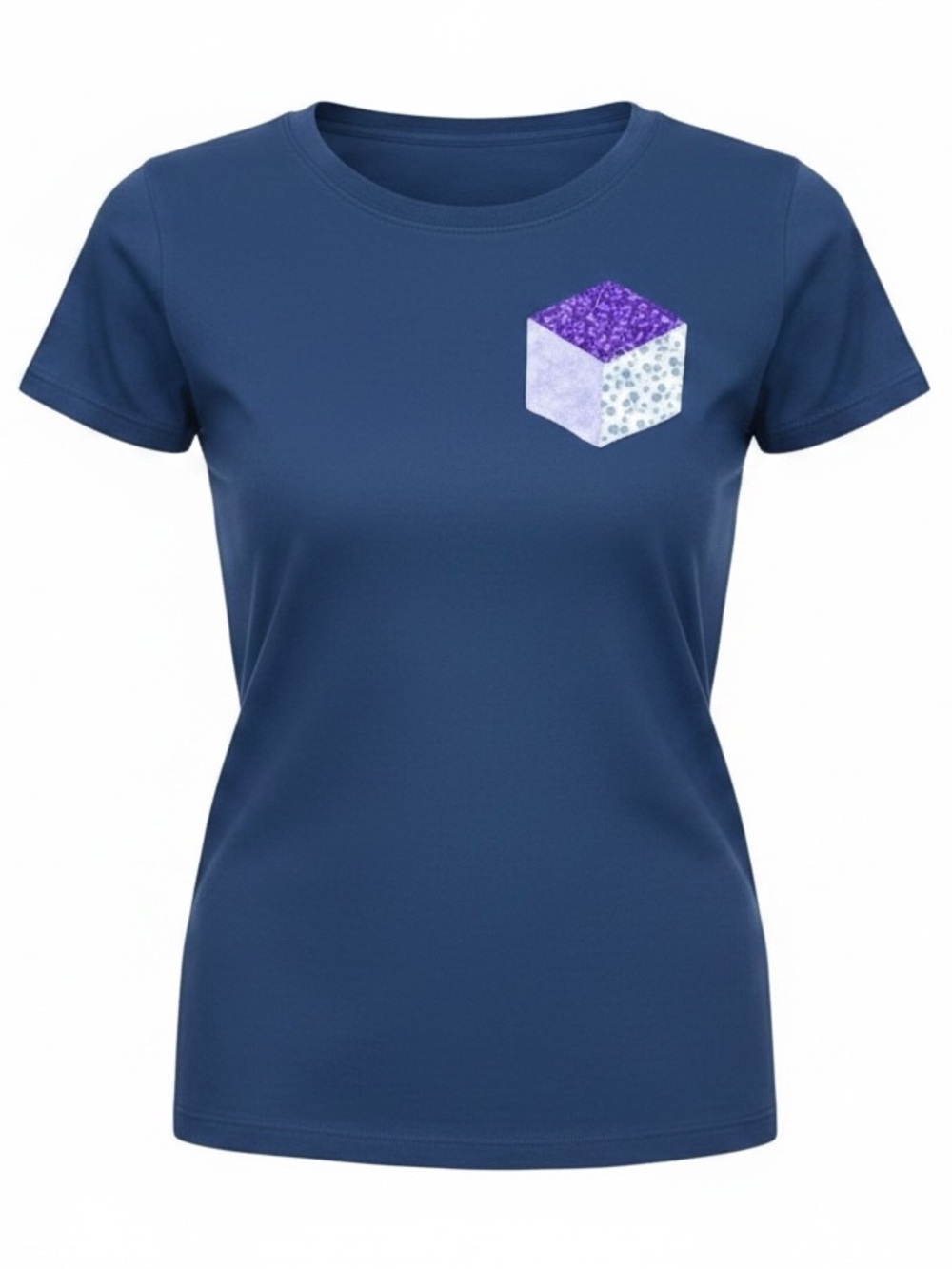 Fruit of the Loom Women’s Navy T-Shirt Quilt Patch Floral Handmade Medium